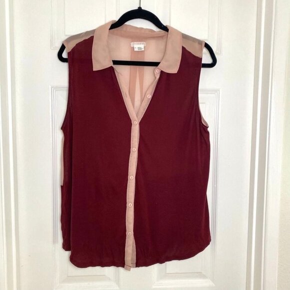 Urban Outfitters Cooperative Sleeveless Blouse Maroon Pink Size Large - Picture 7 of 9